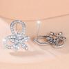 Cute Female White Zircon Silver Color Flower Stud Earrings Lovely Bridal Wedding Jewelry For Women