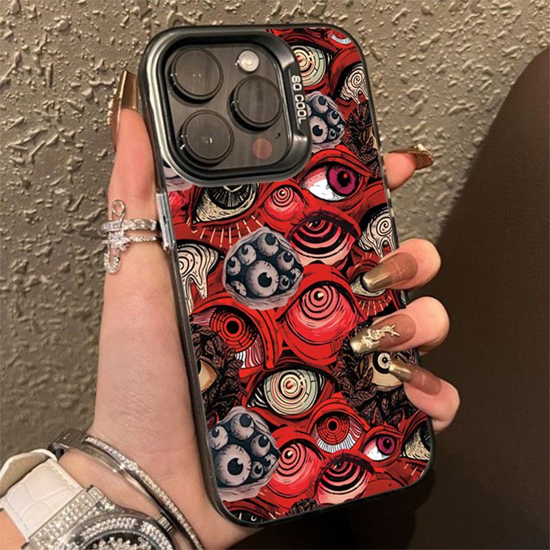 

Spooky Scary Red Eye Laser Plated Case For iPhone 11 12 14 15 16 Pro Max 13 SE 3 2 7 8 Plus X XR XS MAX Shockproof Bumper Cover For iPhone 14 Pro