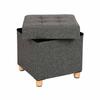 Upholstered Quilted Pouf with Storage Capacity 33L Wooden Legs