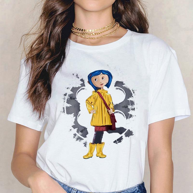 Maglietta Horror di Moda Bambola Coraline Sogni Maglietta Y2k Donna Vintage Gotica Magliette Grafiche di Halloween Abbigliamento
