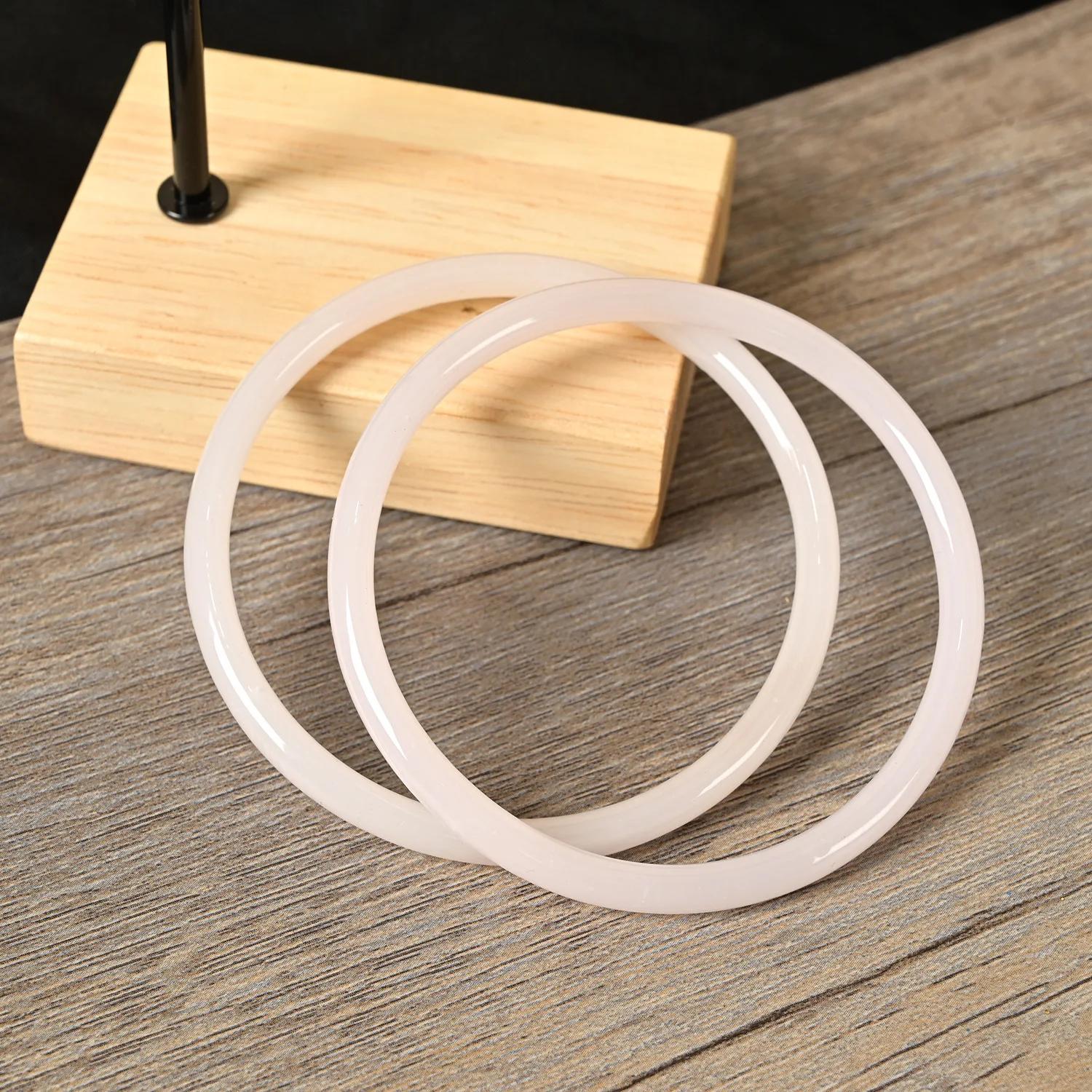 

2Pcs/Set Solid Color Gentle Bangle Retro Simple Glass Texture Bracelet Exquisite Femme Fashion Women Casual Daily Trend Jewelry 58mm розовый