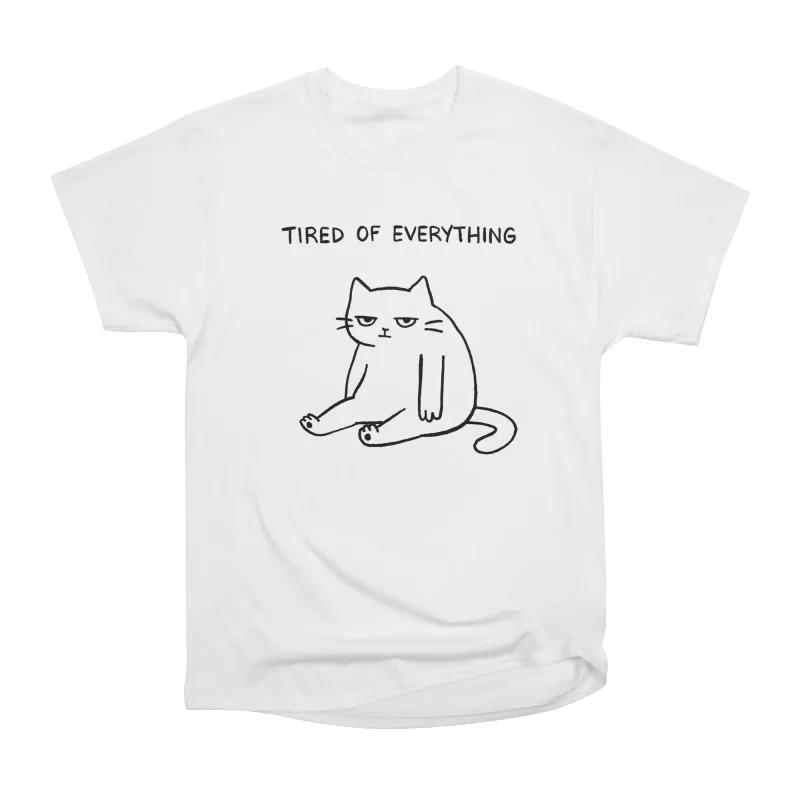 

Men Casual Shirts Short Sleeves TIRED OF EVERYTHING Tees Oversized T-shirts S белый