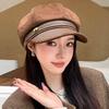 Korean Autumn and Winter Hat Women's Fashion Big Head Circumference Showing Face Small Peaked Hat British Retro Four-season Octagonal Hat