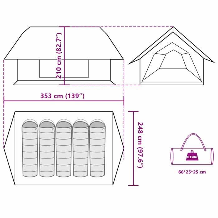 VidaXL Tente de camping 5 personnes vert imperméable, tente, abri de camping, abri de jardin, tente de jardin, abri 4009539