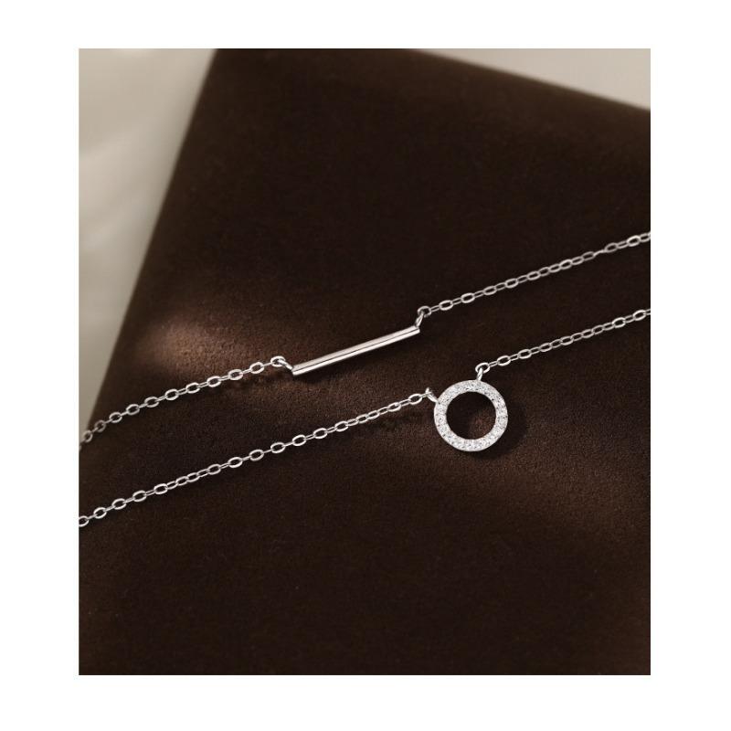 Women Fashion Light Luxury Double Layered Hollow Circle Geometric Pendant Clavicle Necklace