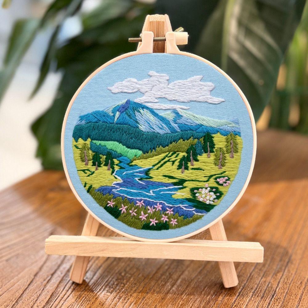 Handmade Cross Stitch Set Hand-stitched Embroidery Set Nature Scenery Embroidery Kit  Beginner