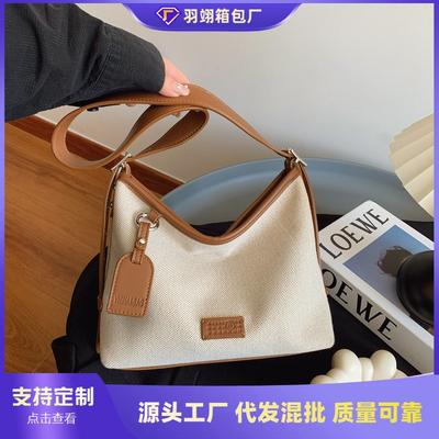 Large Capacity Bag Women's New Niche Canvas Commuter Tote Bag High-end Shoulder Messenger Bag