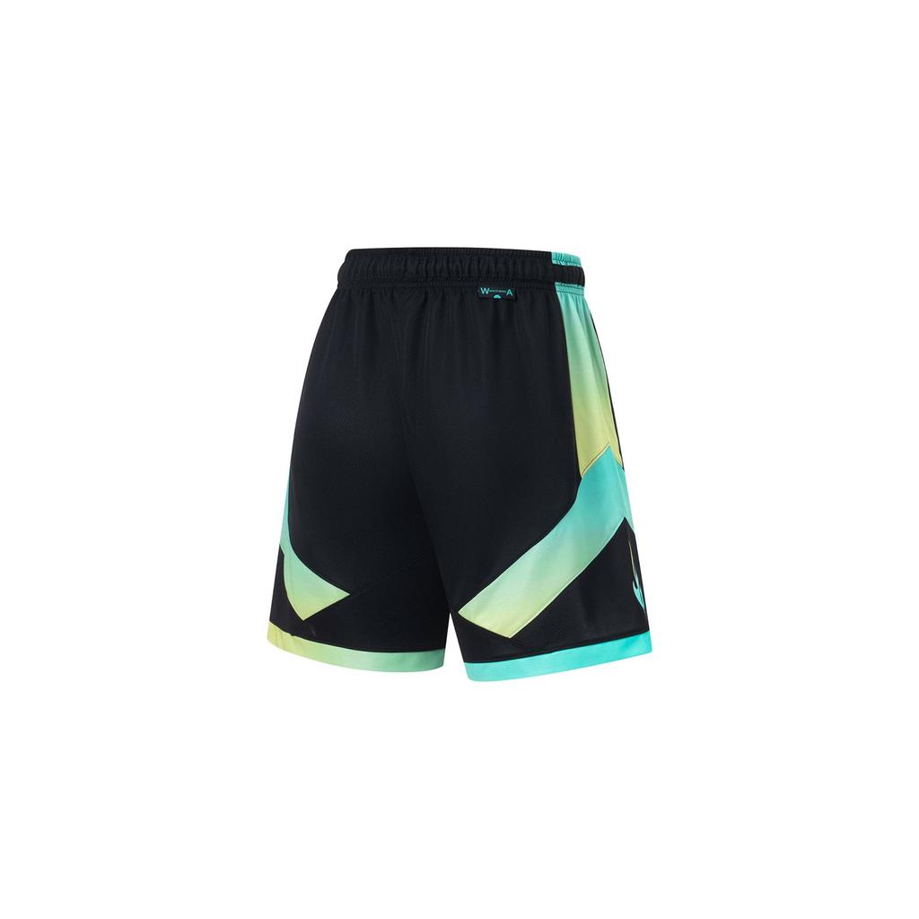 Li-Ning Wade Series Letter Print Color Block Elastic Waist Straight Loose-Fit Polyester Drawstring Quick-Dry Basketball Shorts Men Bottoms AAPT051-2