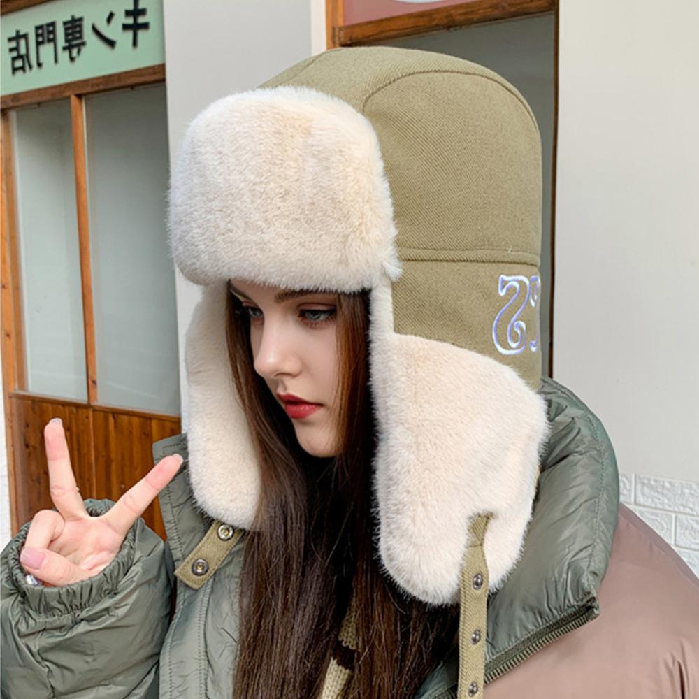 Lei Feng Hat Men's Hat Women's Autumn and Winter Thickened Warm Artifact Plush Hat Outdoor Cycling and Skiing Versatile Ear Protection Hat