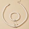 Imitation Pearl Necklace Women Elegant Necklaces Bracelet Earrings for Ladies Party  Accessories Adult  Jewelry Set