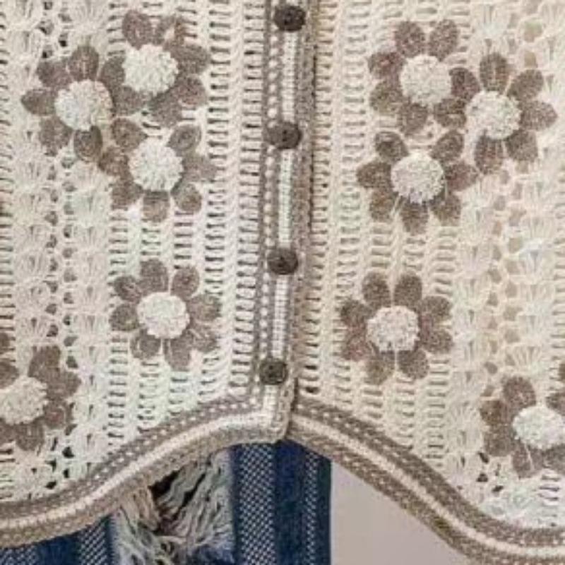 Floral Crochet Waistcoat for Women Sheer Button Front Sleeveless Open-knit Top Teen-girl Summer Boho Vacation Outfit