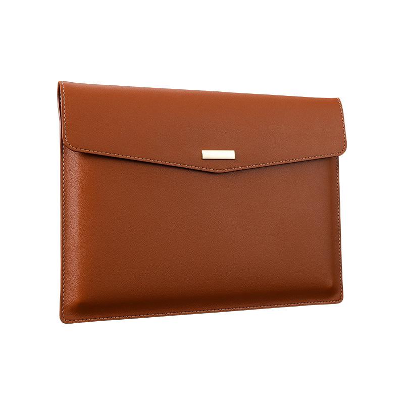 Waterproof Red Leather A4 File Bag, Snap Button Document & Contract Storage