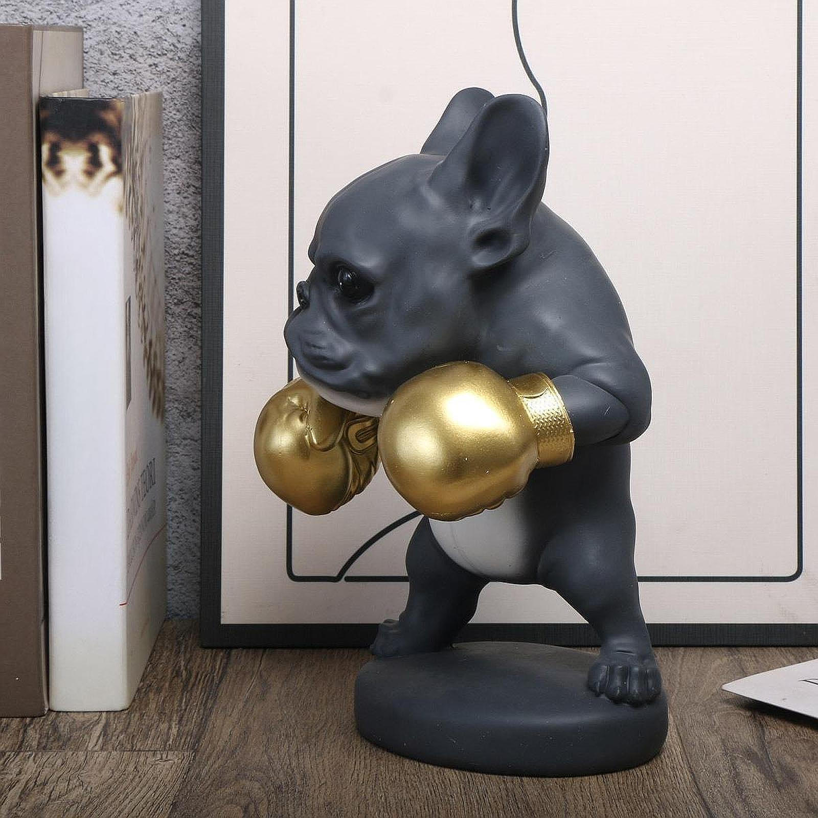 

Статуя фитнес-собаки, скульптура животного, креативные, коллекционные поделки, украшение из смолы для рабочего стола Boxing