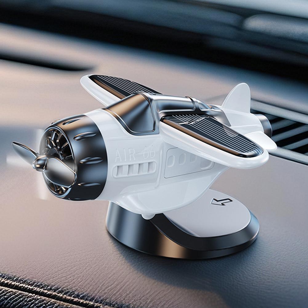 Solar 360 Rotary Car Airplane Ornaments Center Console Powered Aircraft Car Interior Decor Ornaments for Auto Decor Accessories