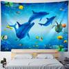 Underwater World Tapestry Wall Hanging Dolphin Shark Seaweed Art Print Tapestry Cartoon Home Sheets Bedroom Wall Decoration