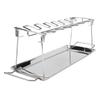 Stainless Steel Folding BBQ Chicken Leg Grilled Rack Roaster with Drip Pan Barbecue Accessory