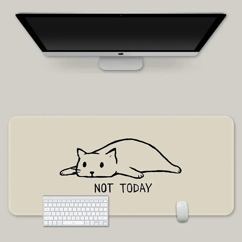 Kawaii Black Cat Sketch  Mouse Pad Anime Gaming Desk Mat Nonslip Rubber for Home Office