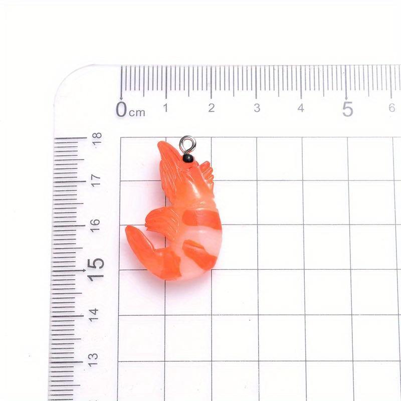 10Pcs Charms Simulation Shrimp 20x30mm Resin Pendant for Earring Bracelet Necklace Keychain DIY Jewelry Making Accessories.