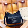 Canvas bag Large capacity women, canvas bag, retro trendy popular casual letter shoulder bag Student tutoring bag