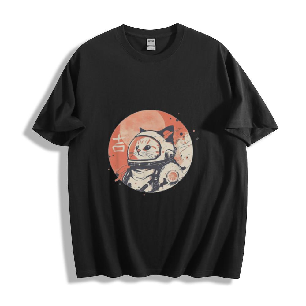 

Japanese Astronaut Cat Good Fortune Graphic T-Shirt L