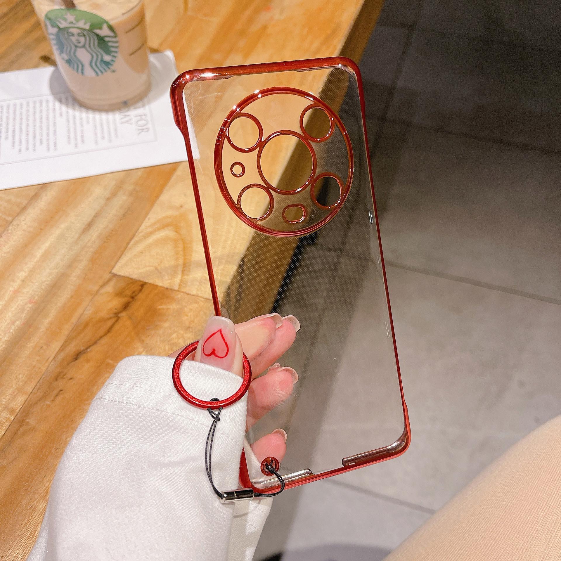 

Чехол для телефона Huawei Mate60Pro Электроплакированный Безрамочный HONOR 200 Ультратонкий ПК Прозрачный Pura70 Жесткий Чехол Huawei-Honor Magic6 [Fine Hole] красный