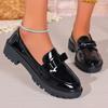 Large Size Loafers Women's Spring and Summer 2025 New Patent Leather Bow Mary Jane Shoes Casual Shoes Women 43
