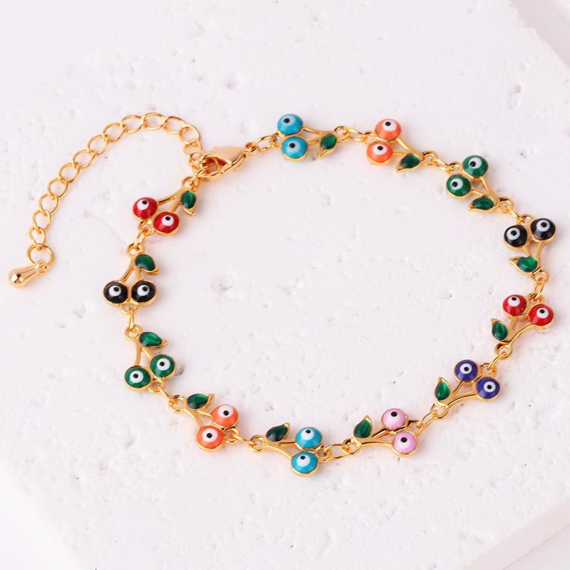 Gold Filled Mix Style Evil Eye Enamel Jewelry Gold Color Hand Turkish Chain Bracelet Boho Women Gift