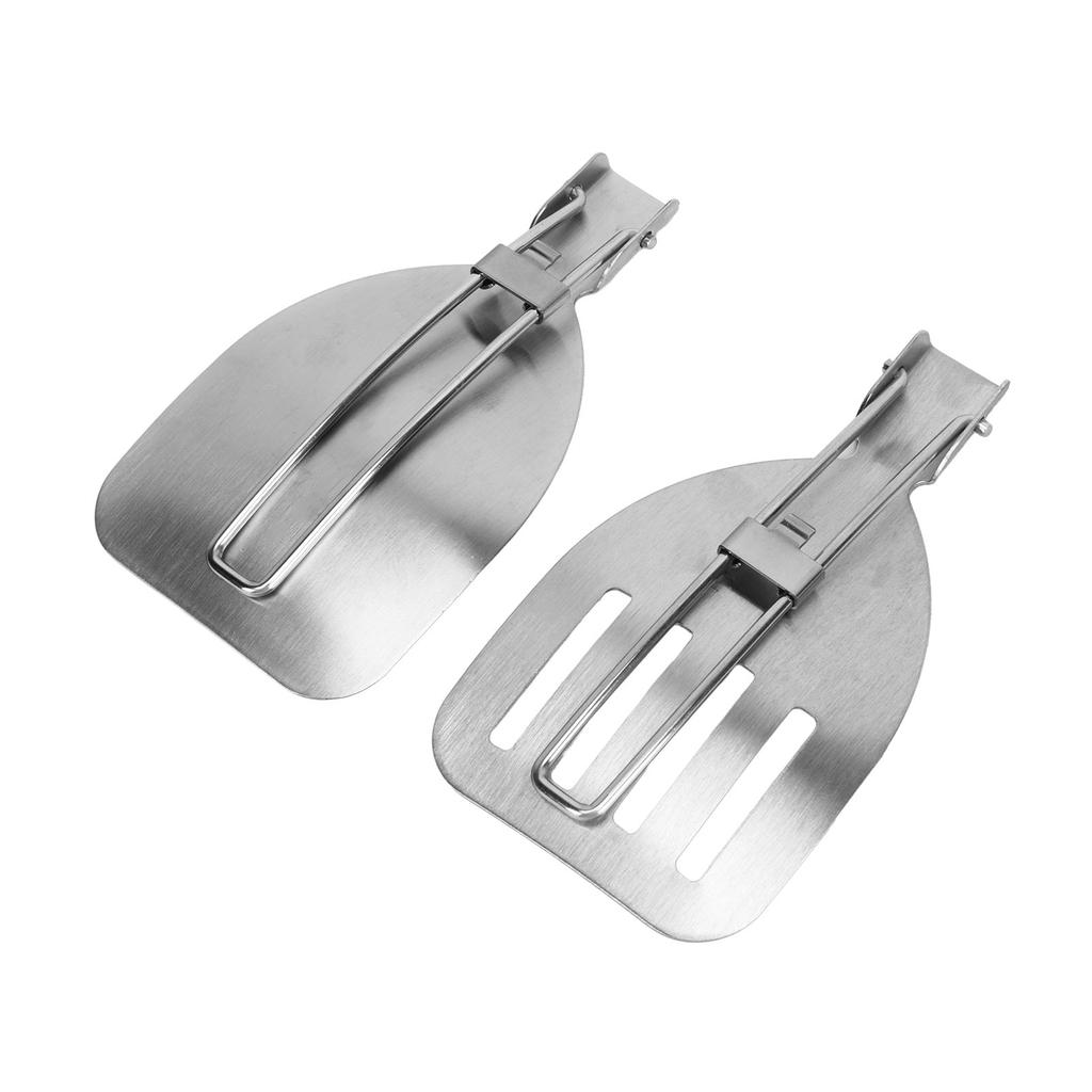 2pcs 304 Stainless Steel Spatula Foldable Food Turner Portable Spatula for Outdoor Picnic Equipment