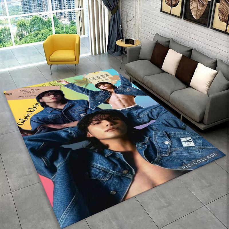 Tappeto Kpop B-BTS Jeon Jung Kook JK per Stanza dei Giochi, Camera da Letto, Soggiorno, Divano, Decorazione Casa, Tappeto per Area Bambini, Tappetino Antiscivolo, Regalo