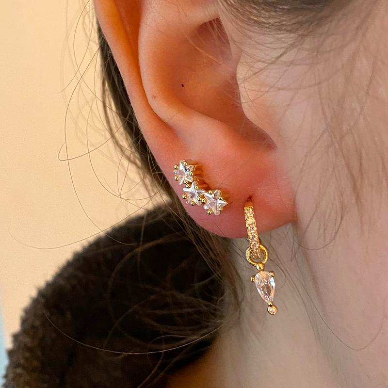 Crmya Yellow Silver Plated Stud Dangle Earrings For Women Cubic Zirconia Hoop Earrings For Women Bohemian Earings Jewelry
