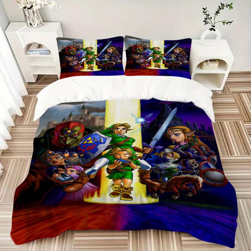 3Pcs Heroic Adventure Light Vs Darkness Bedding Set Soft Fabric Duvet Cover Pillowcases Home Christmas Xmas Halloween Gift 1 Duvet Cover 2 Pillowcase