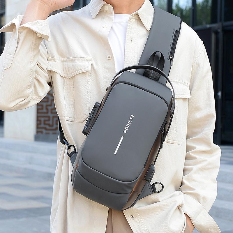 Herren Diebstahlsichere USB-Lade Umhängetasche - Multifunktionale Crossbody Sling Pack für Reisen & Täglichen Gebrauch