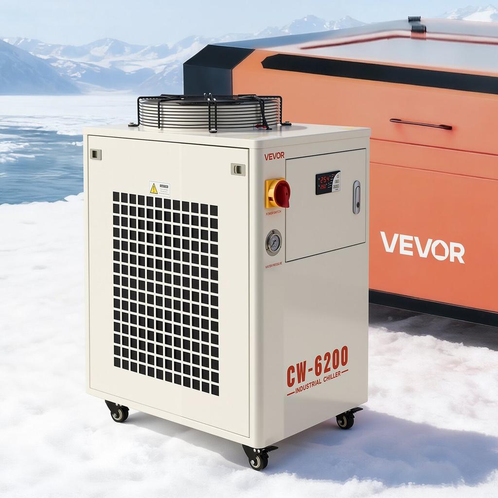 Industrial Water Chiller, 5000W, Industrial Water Cooler Cooling System with Compressor, 15L Tank Capacity, 70 L/min Max Flow Rate, Laser Chiller, for