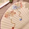 New Chinese Brass Bookmark With Pendant Fan Shape Metal Book Clip Pagination Mark Student Reading Accessories Book Lovers Gifts