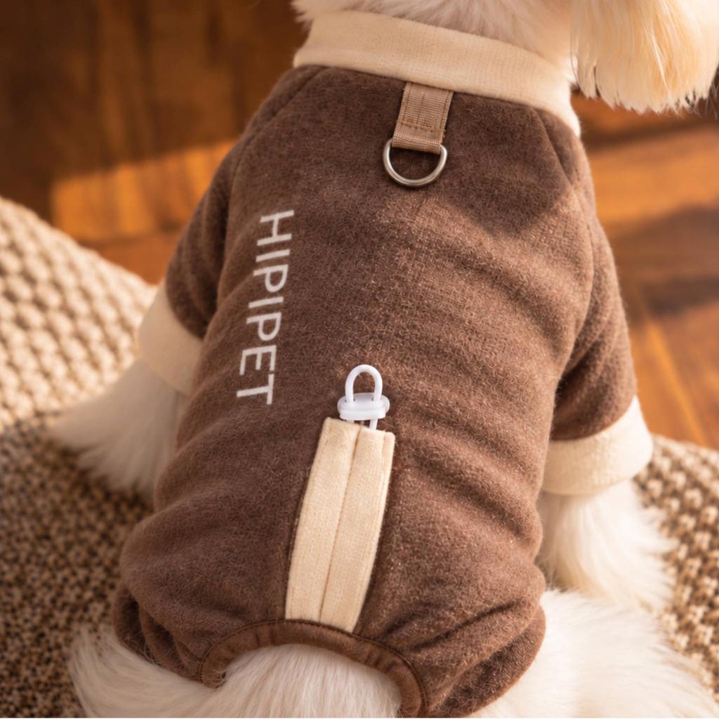Winter D-Rom Warm Vest for Bichon ,Four-Legged Letter-Print Rompers, Thermal Base Layer & Pajamas for Small & Medium Dogs, Teddy