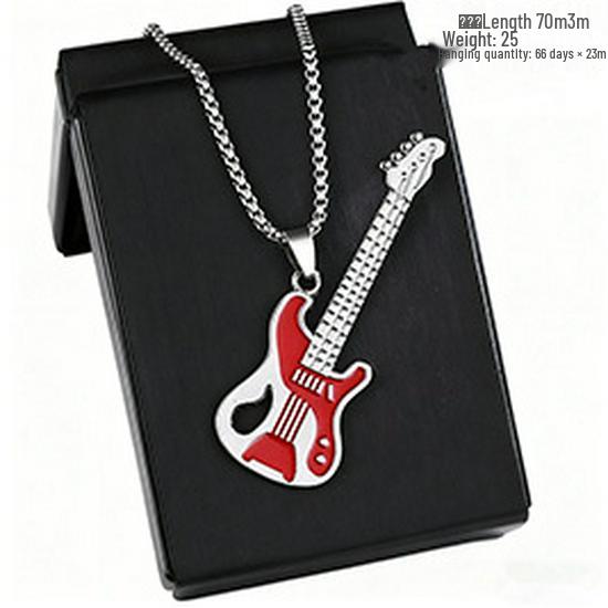European Hip Hop Guitar Pendant Necklace - Trendy Titanium Steel Street Dance Sweater Chain Ornaments