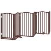 9 Panel Dog Gate with Door Foldable Brown 450 cm Poplar Wood