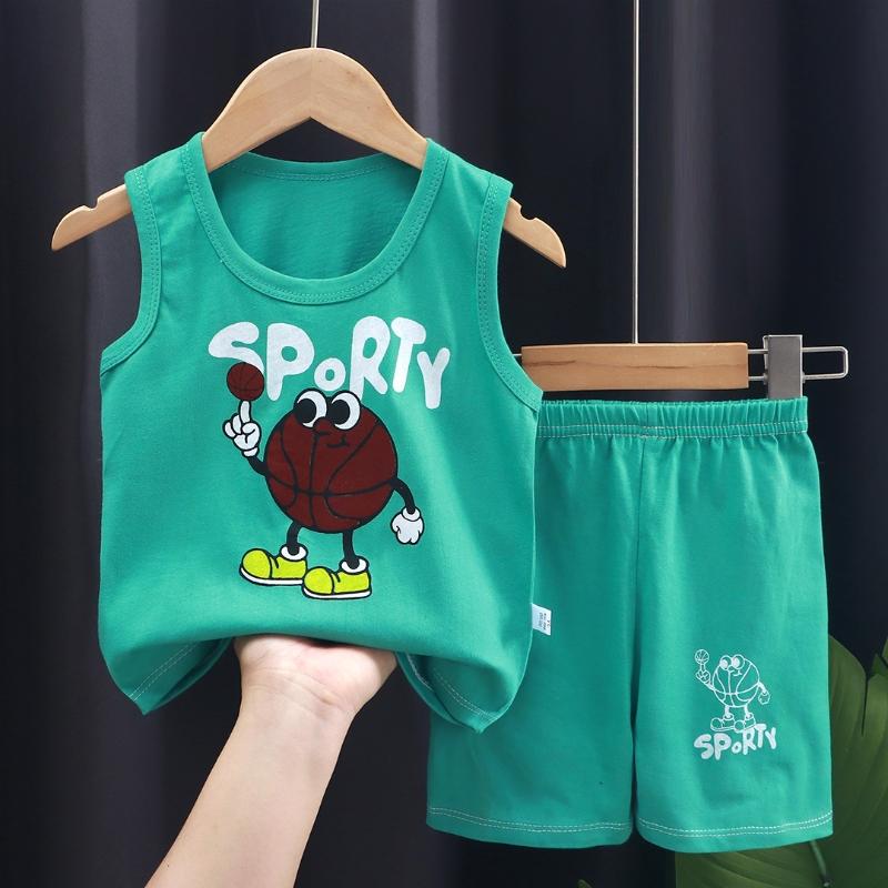 2pcs/set Children Sets Kids Cartoon Vest Suit Summer Sleeveless Tank Tops + Shorts Set Toddler Baby Boys Girls Outfits Clothes