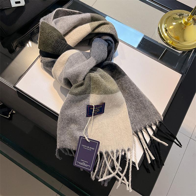 New Small Version British Version Red Plaid Imitation Cashmere Scarf Texture Winter Warm Gift Scarf Shawl