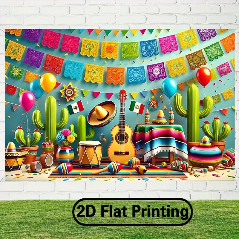 2D Flat Banner - 1 Piece Mexican Festival Celebration Polyester Background Fabric Photo Background Wall Decoration