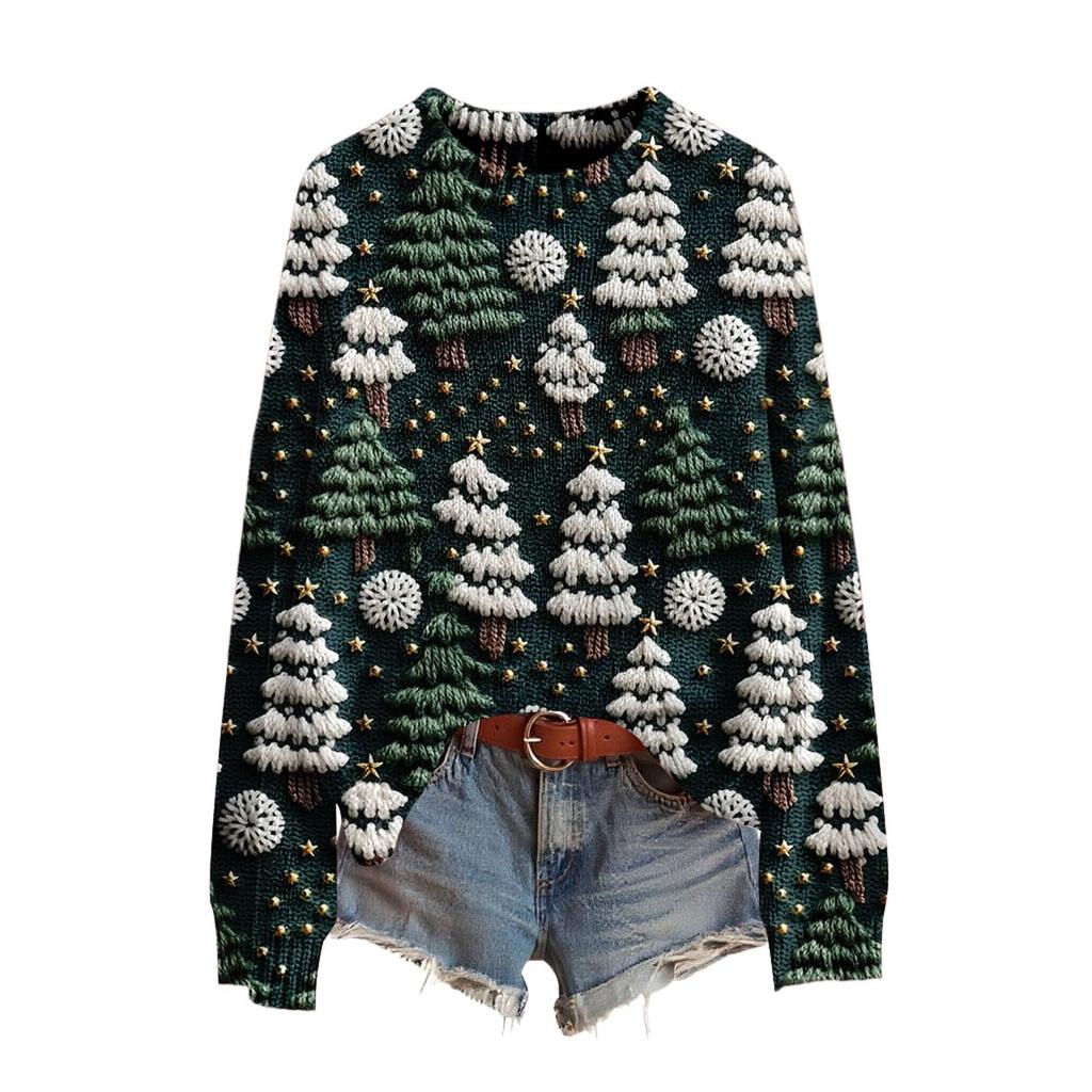 Women's Funny Women's Christmas Sweater R-Neck Christmas Jumper Christmas Outfit Ugly Sweatshirt Christmas Costume