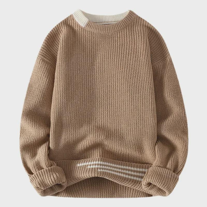 Retro Style Men's Thick Knit Round Neck Sweater for Cross-Border Trade