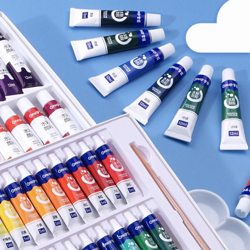 Gouache Paint Set Watercolor Tubes (0.17 Oz, 5 Ml) Rich Pigments Non Fading Washable Paints for Artist Hobby Painters