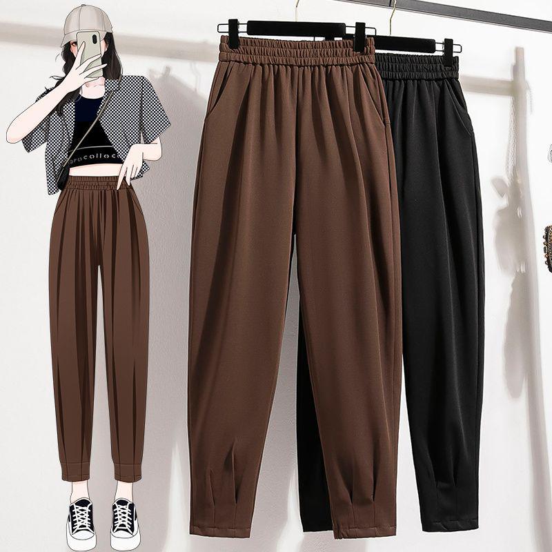 Retro Pear-Shaped Wide-Leg Harem Pants for Plus Size Women - Slimming Carrot Style