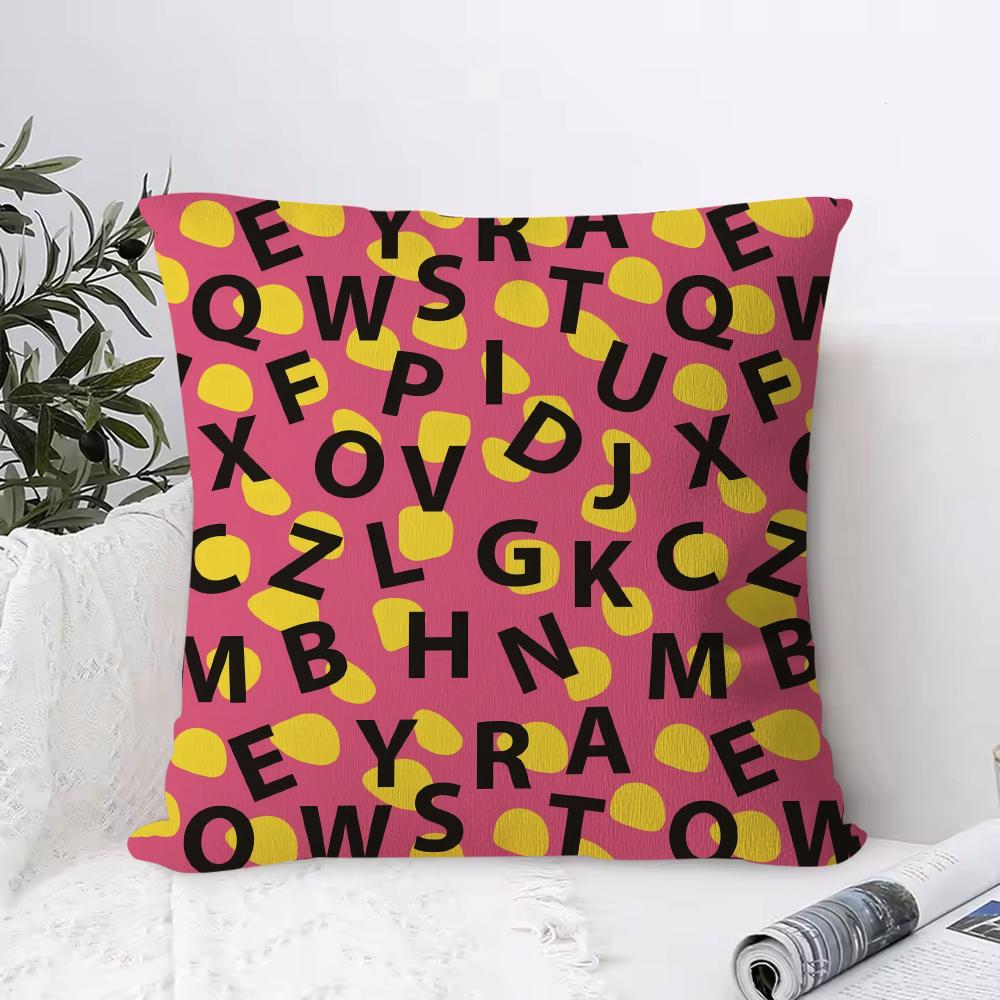 Simple E-English Letters Pillow Case Square Pillow Bedroom Sofa Leisure Comfort Cushion Living Room Home Decoration