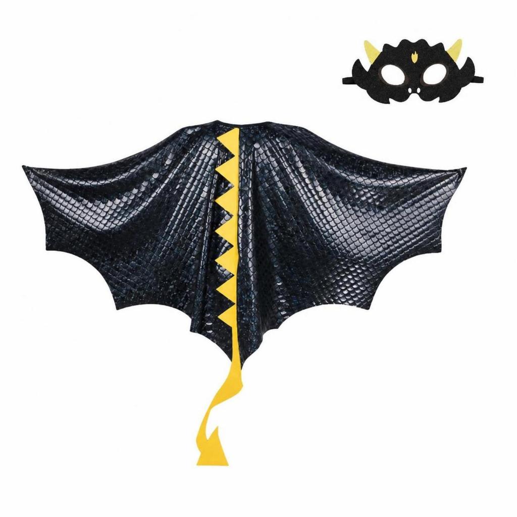 Dinosaur Cape Shiny Costume with Mask Sparkling for Halloween, Kids