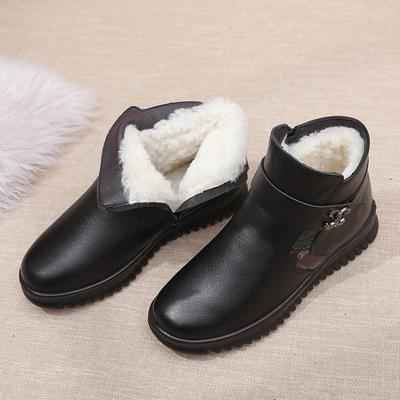 2024 Winter New Fashion Genuine Leather Women's Ankle Boots Women Plush Thick Keep Warm Snow Boots Mother Shoes Free Shipping