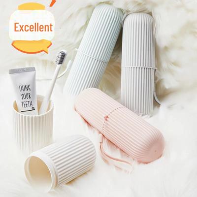 Portable Travel Toothbrush Box Set with Wash Cup, Mouthwash Cup, Large Toothpaste Tube, and Tooth Storage Box.