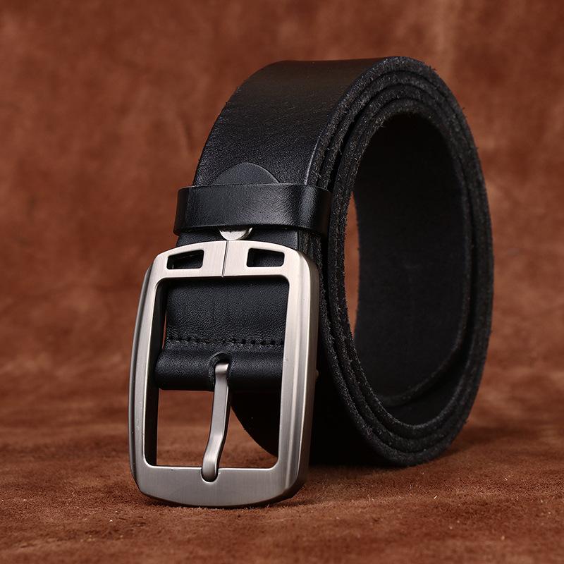 Retro Washed Glossy First Layer Cowhide Belt Men'S Genuine Leather Pin Buckle Versatile Fashion Casual Jeans Belt Men'S