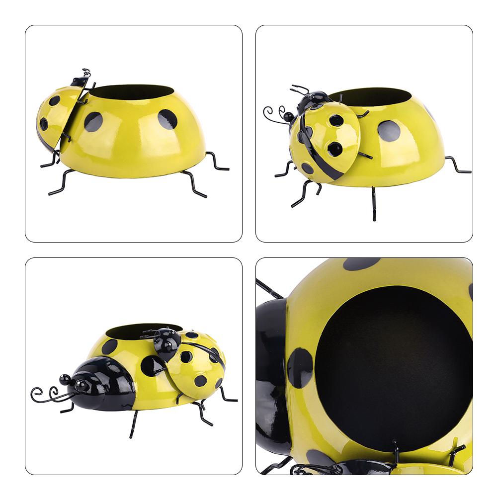 Metal Ladybug Flower Planter Insect Design Flower Pot for Indoor or Outdoor Decoration